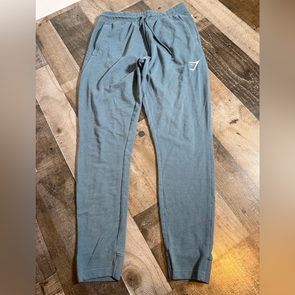 Gymshark Teal Slim Fit Joggers | Athleisure Lounge Sweatpants | Minimal Logo | S